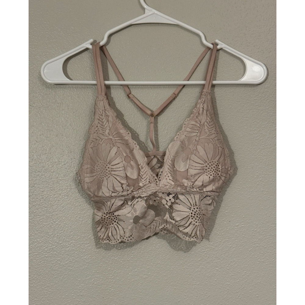 Womens Aerie Racerback Bralette Size XS Pink Lace